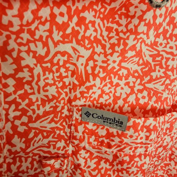 Columbia PFG Short Sleeve Vented Fishing Shirt Orange White Men L Button Front - Picture 7 of 10